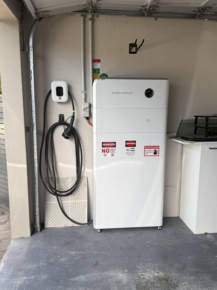 EV charger installed in a garage